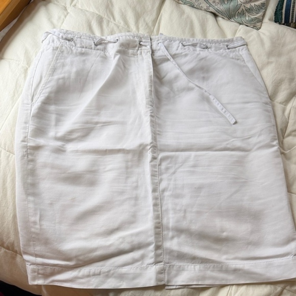 Talbots White Drawstring Pencil Skirt